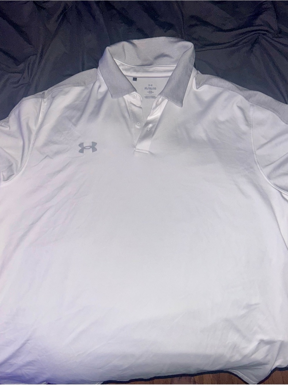 Under Armour Men’s White Polo with Gray Contrast Collar
